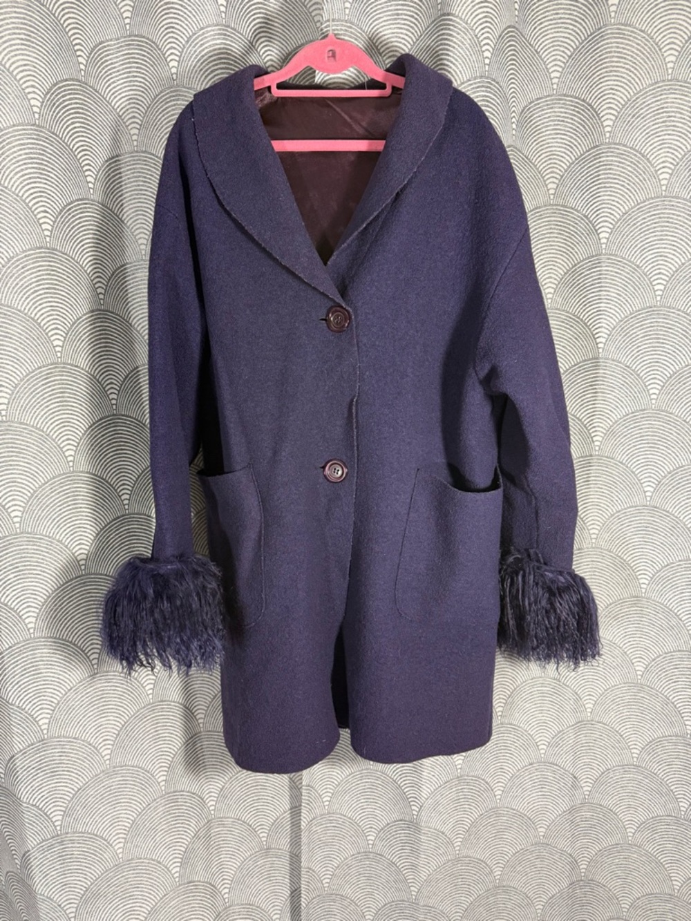 MTT Vintage Boiled Wool Coat with Fur trim